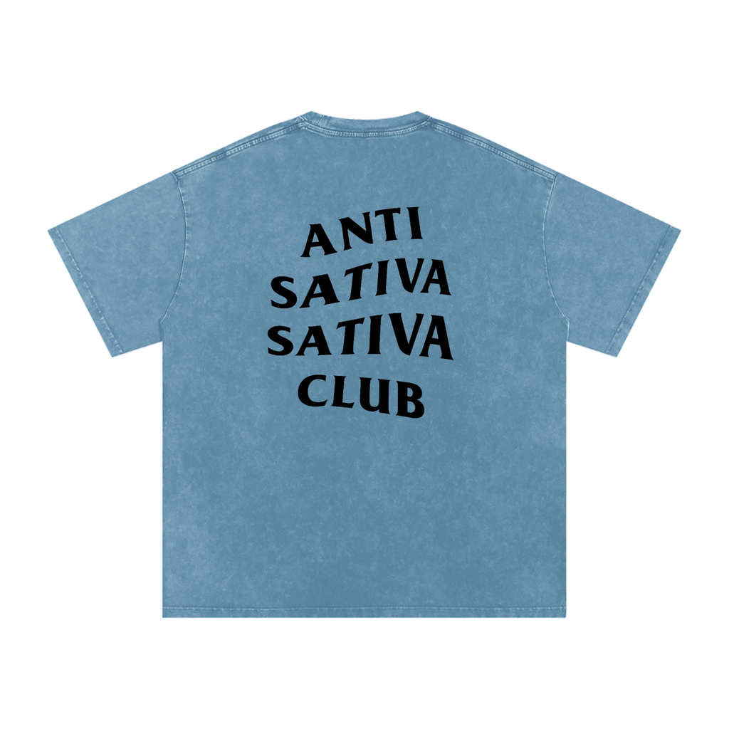 Anti Sativa Sativa Club – Snow-Washed Oversized Tee