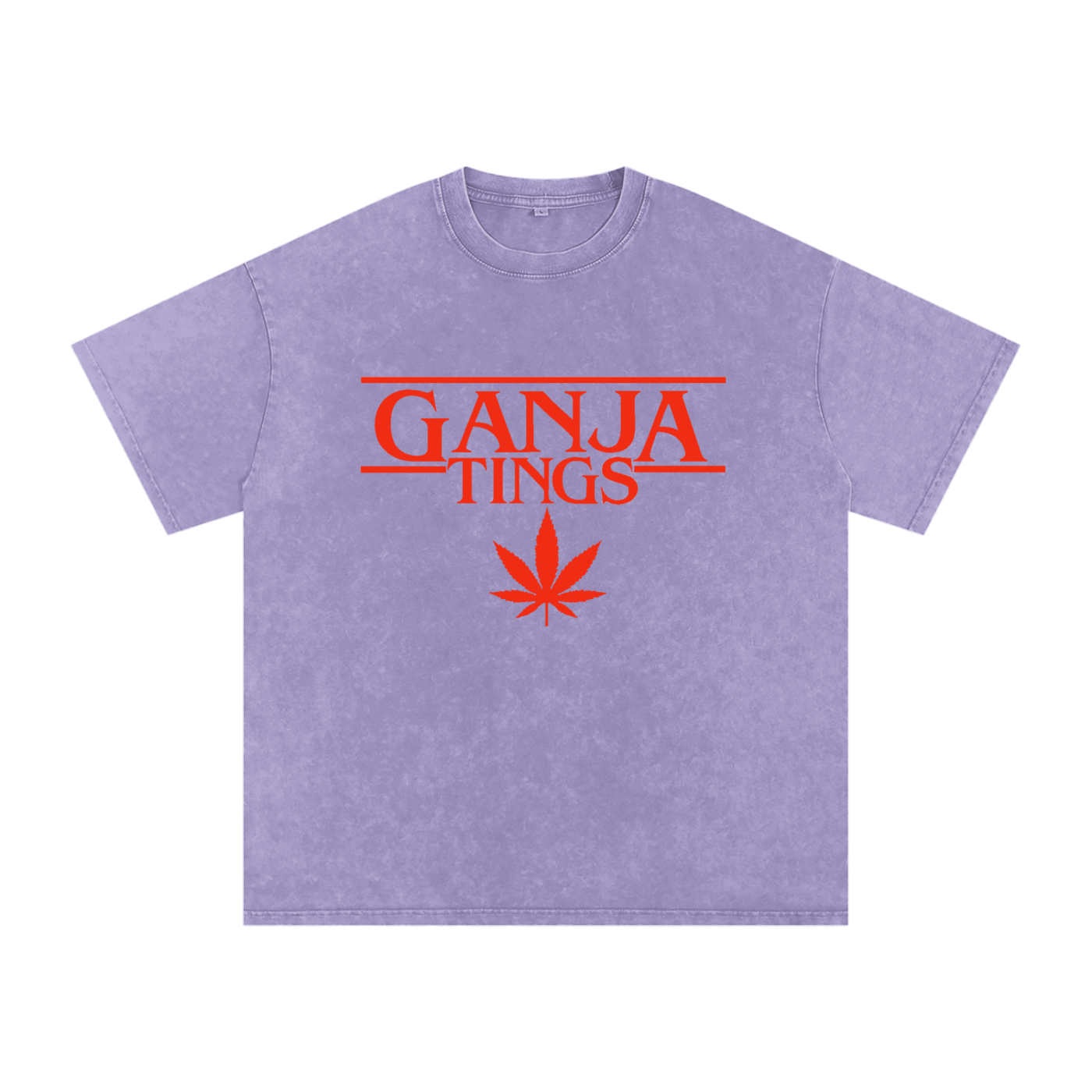 Ganja Tings Streetwear Tee – Snow-Washed Oversized Fit