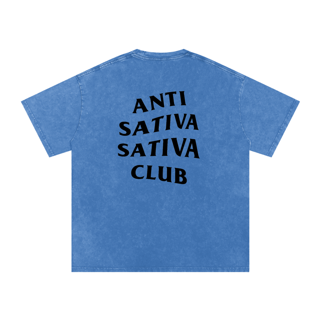 Anti Sativa Sativa Club – Snow-Washed Oversized Tee