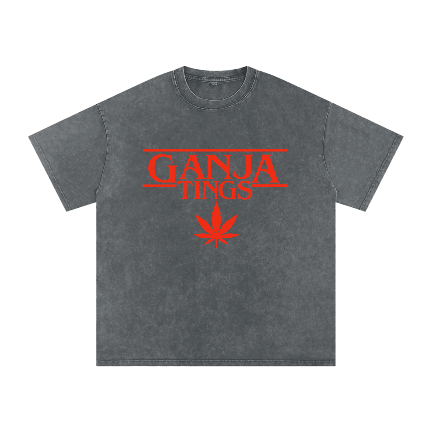 Ganja Tings Streetwear Tee – Snow-Washed Oversized Fit