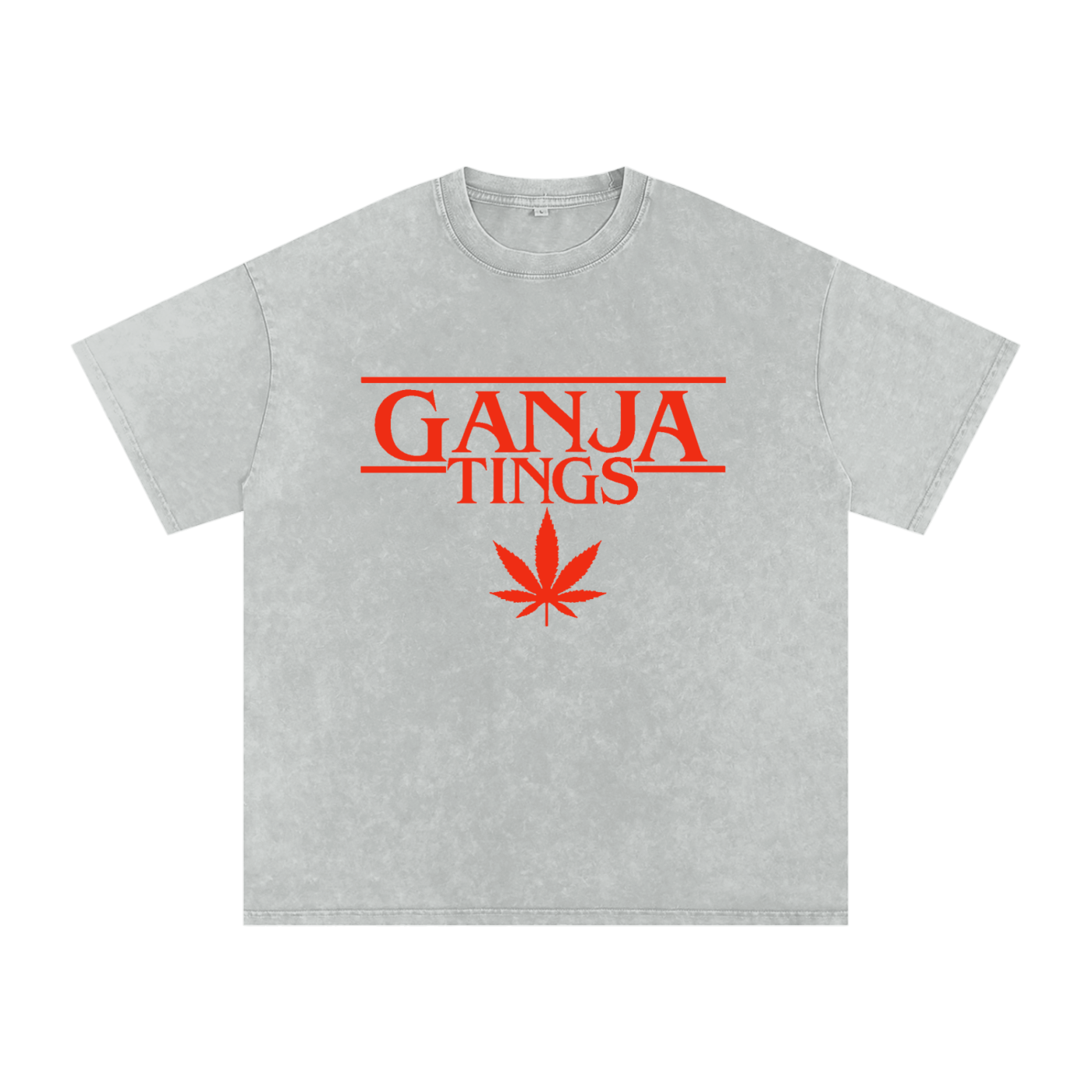 Ganja Tings Streetwear Tee – Snow-Washed Oversized Fit