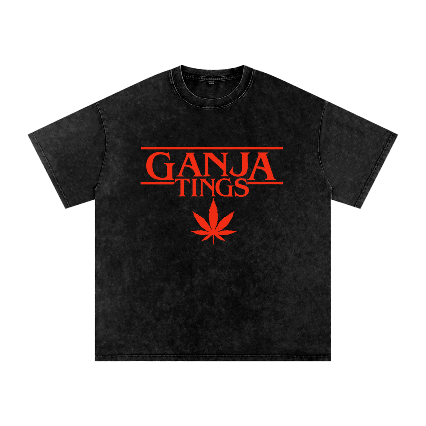 Ganja Tings Streetwear Tee – Snow-Washed Oversized Fit