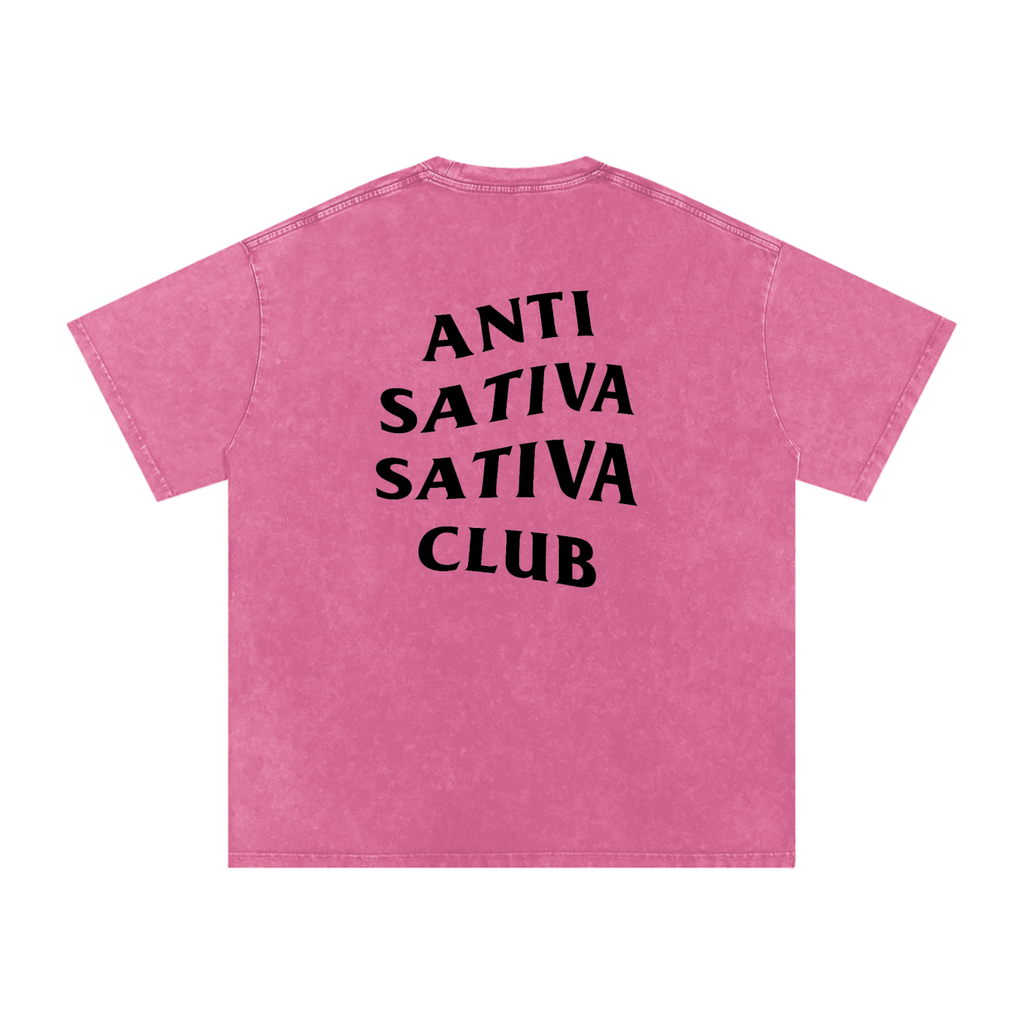 Anti Sativa Sativa Club – Snow-Washed Oversized Tee