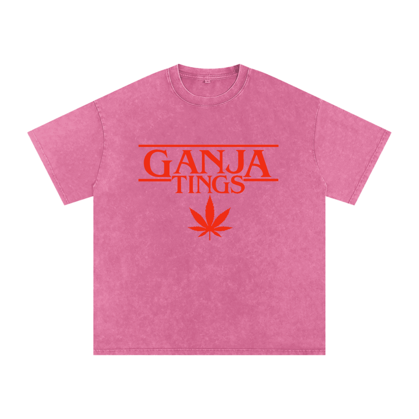 Ganja Tings Streetwear Tee – Snow-Washed Oversized Fit