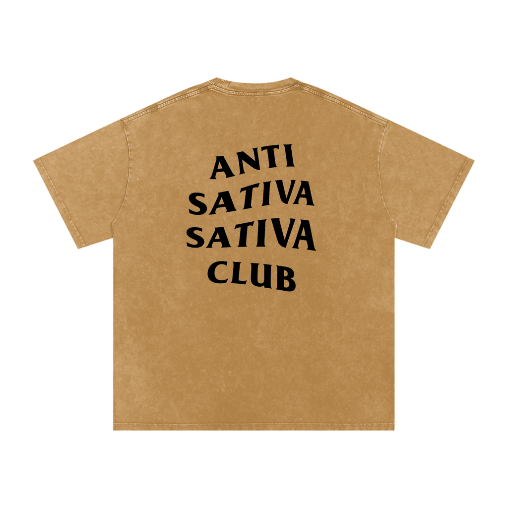 Anti Sativa Sativa Club – Snow-Washed Oversized Tee