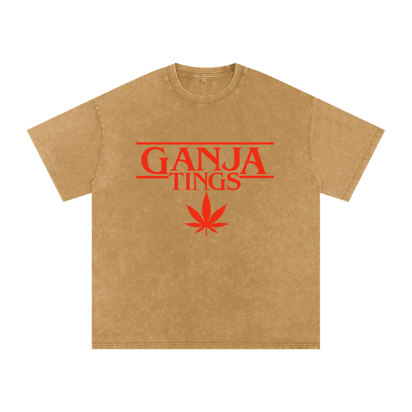 Ganja Tings Streetwear Tee – Snow-Washed Oversized Fit