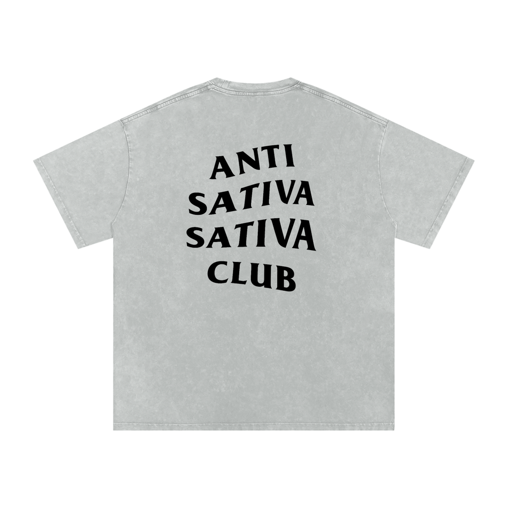 Anti Sativa Sativa Club – Snow-Washed Oversized Tee