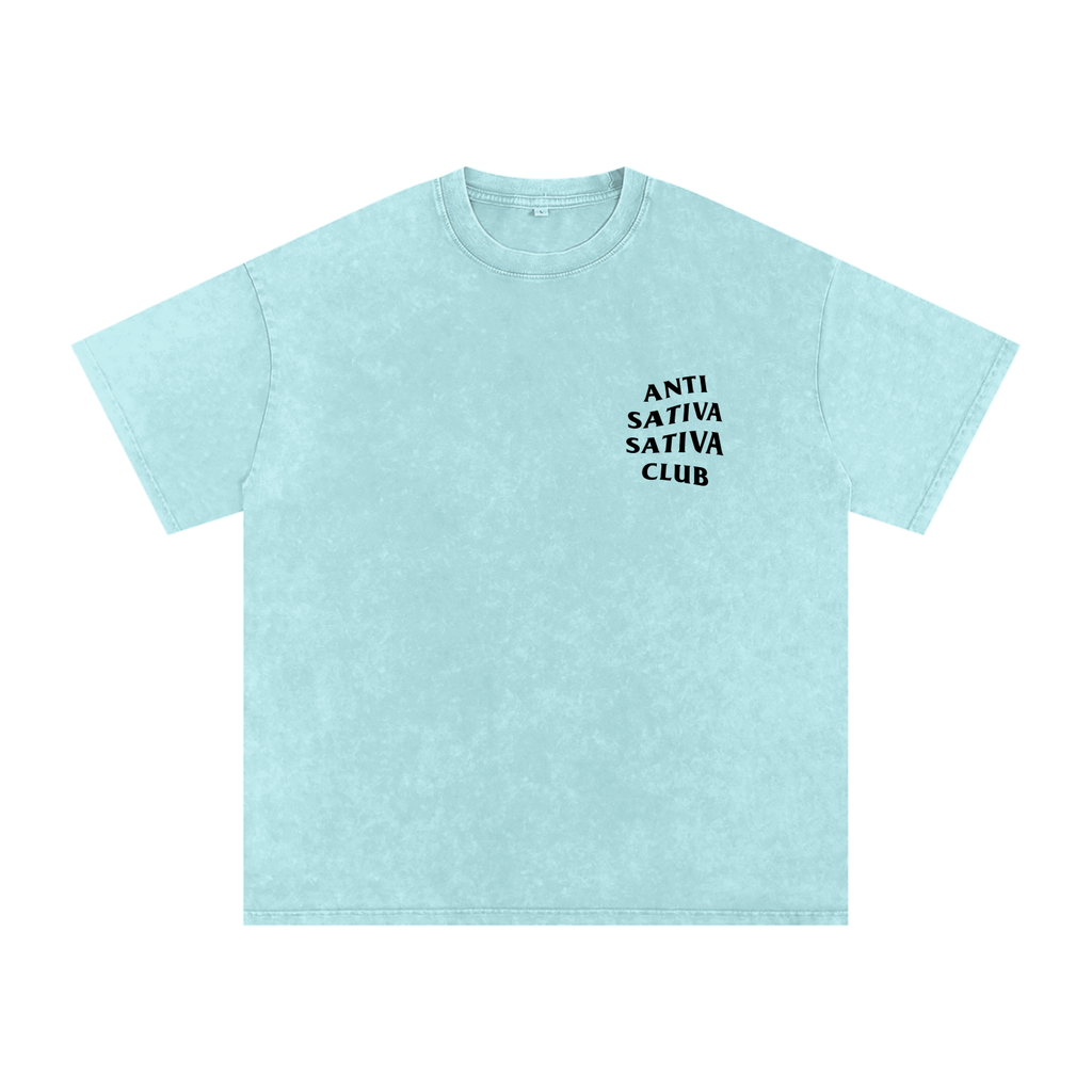 Anti Sativa Sativa Club – Snow-Washed Oversized Tee