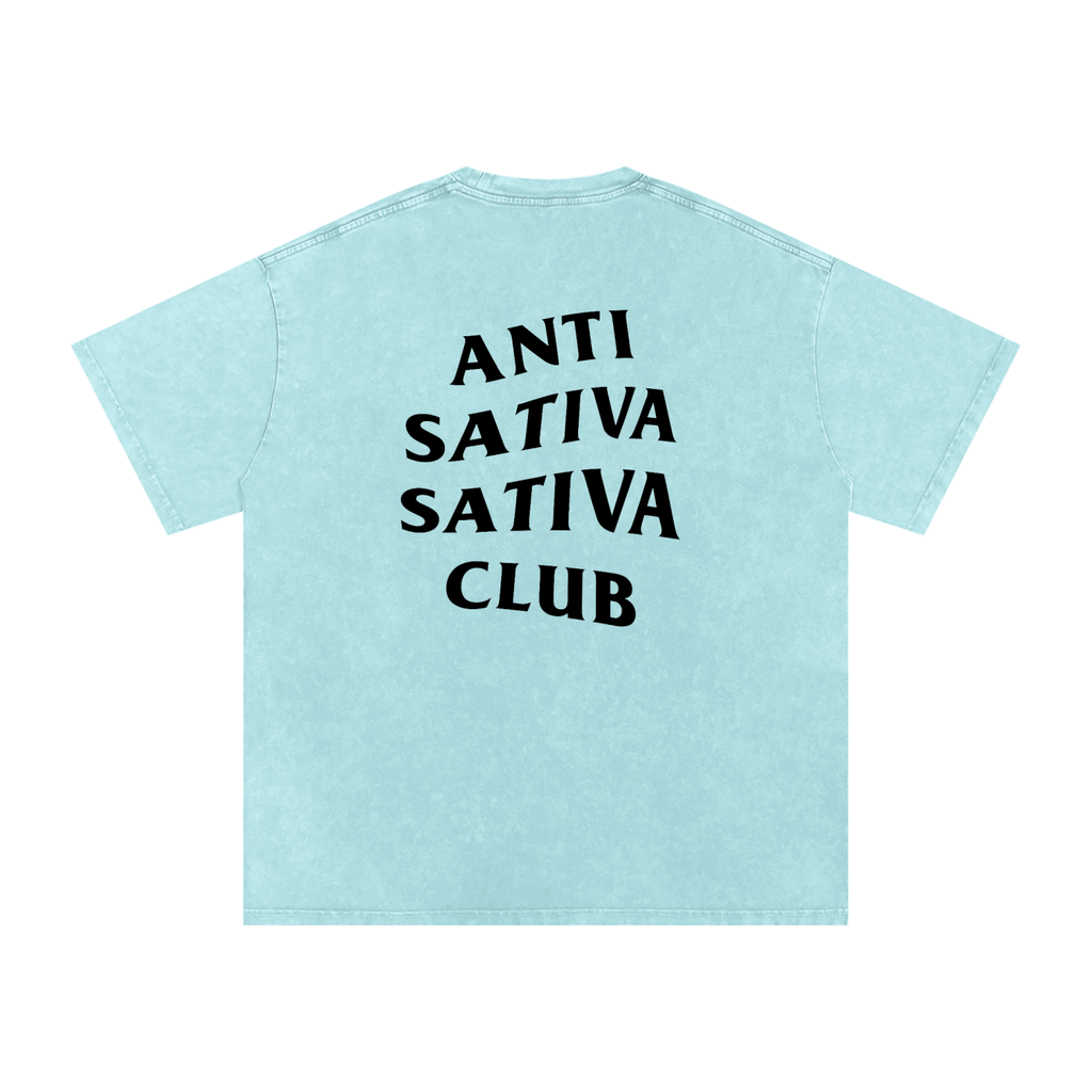 Anti Sativa Sativa Club – Snow-Washed Oversized Tee